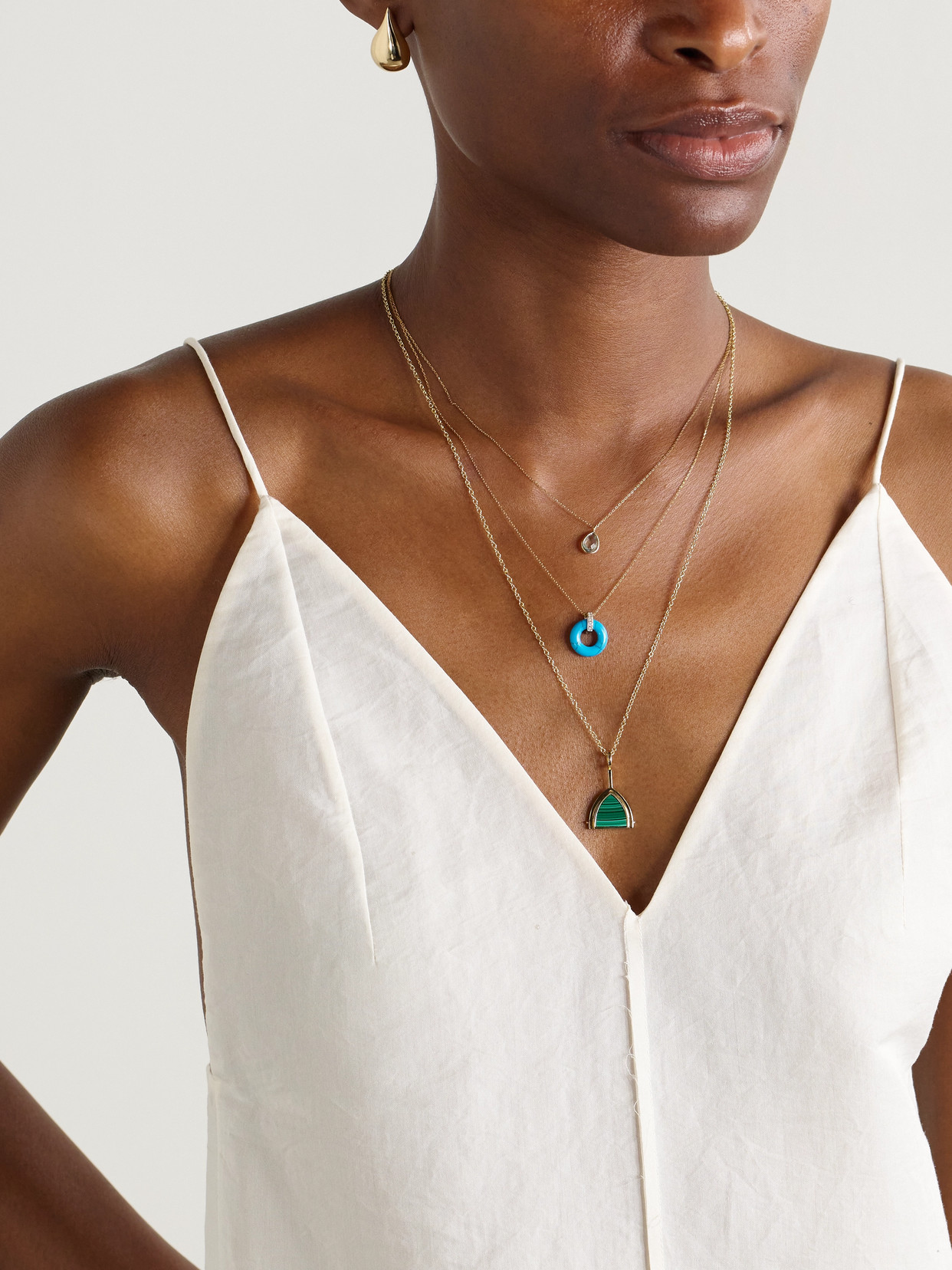 Mateo Donut 14-karat Yellow And White Gold, Turquoise And Diamond Necklace In Gold