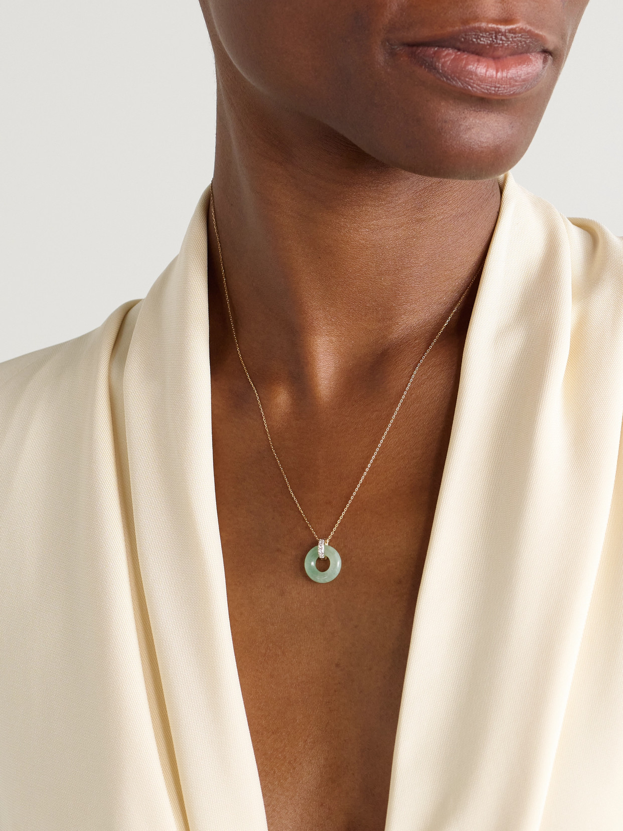 Mateo Donut 14-karat Gold, Jade And Diamond Necklace In Gold