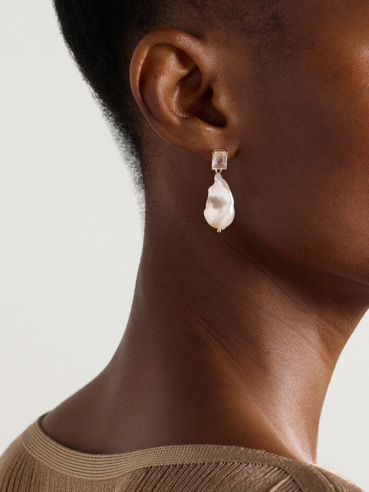 Mateo 14-karat Gold, Pearl And Quartz Earrings In Gold