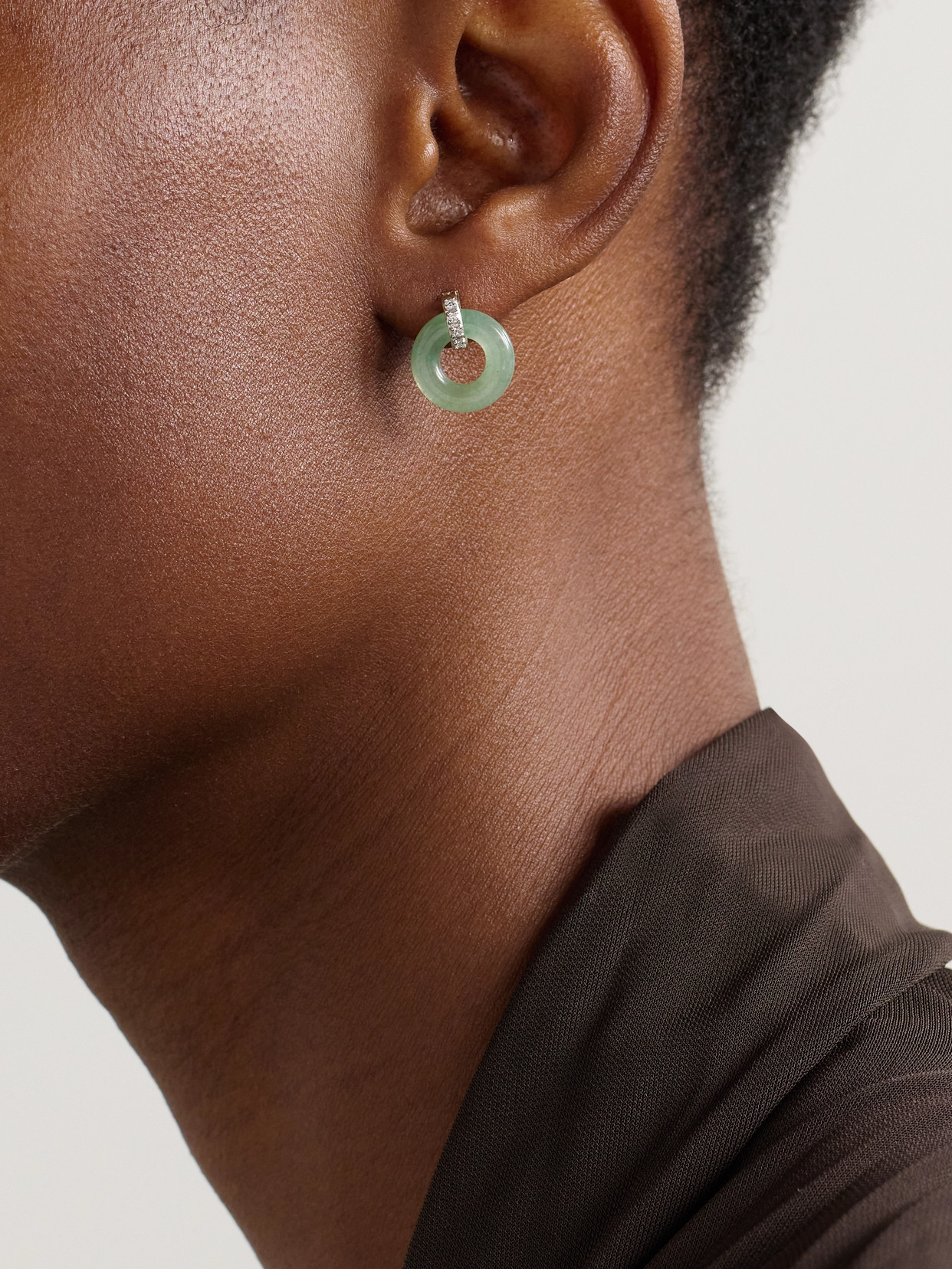 Mateo 14kt Gold Earrings With Jade And Diamonds In Green
