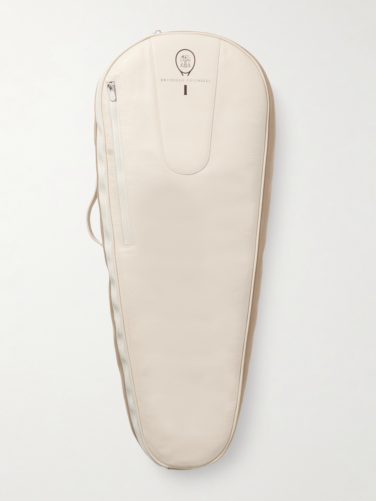 Brunello Cucinelli Leather And Mesh Tennis Racket Bag In White