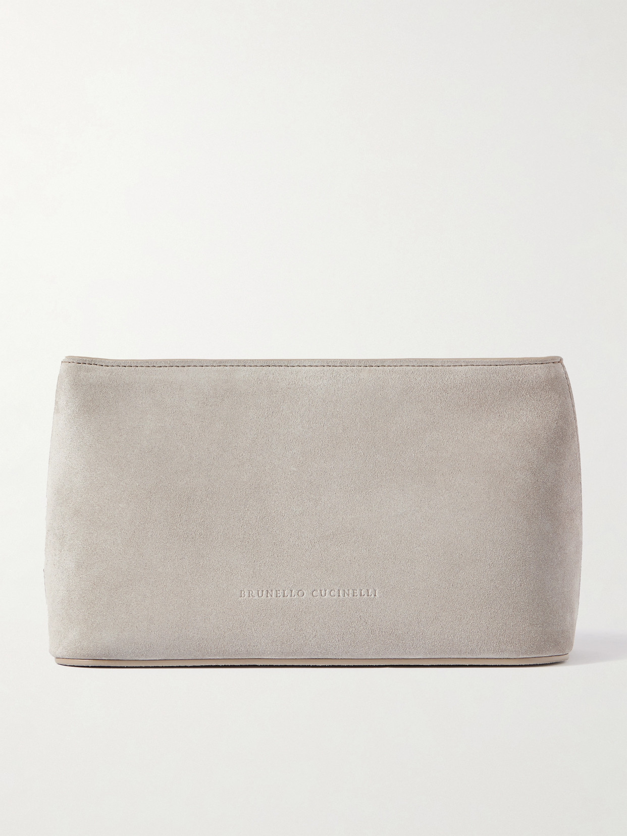 Brunello Cucinelli Suede Pouch In Neutral