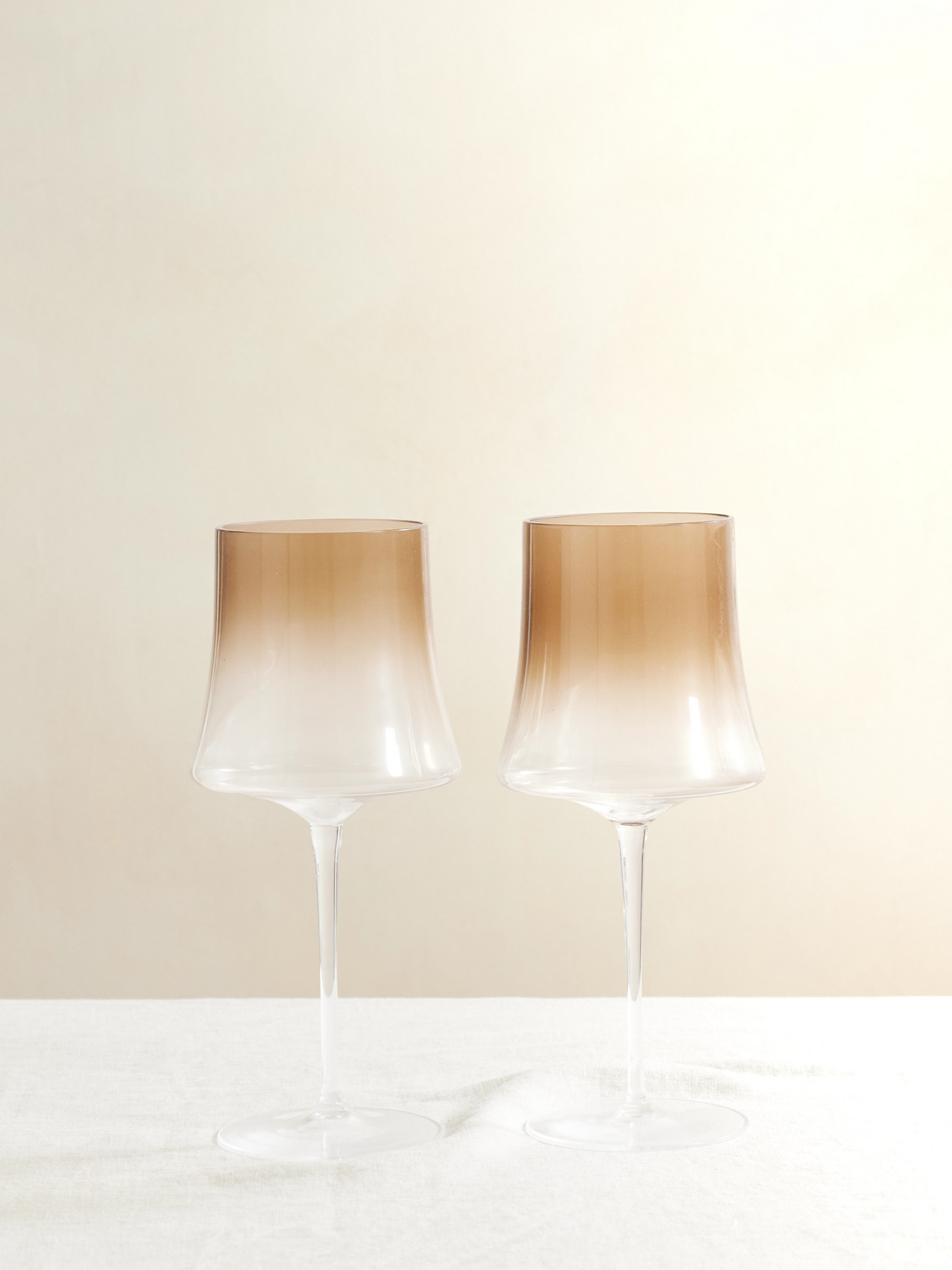Brunello Cucinelli Set Of Two Murano Wine Glasses In Neutral