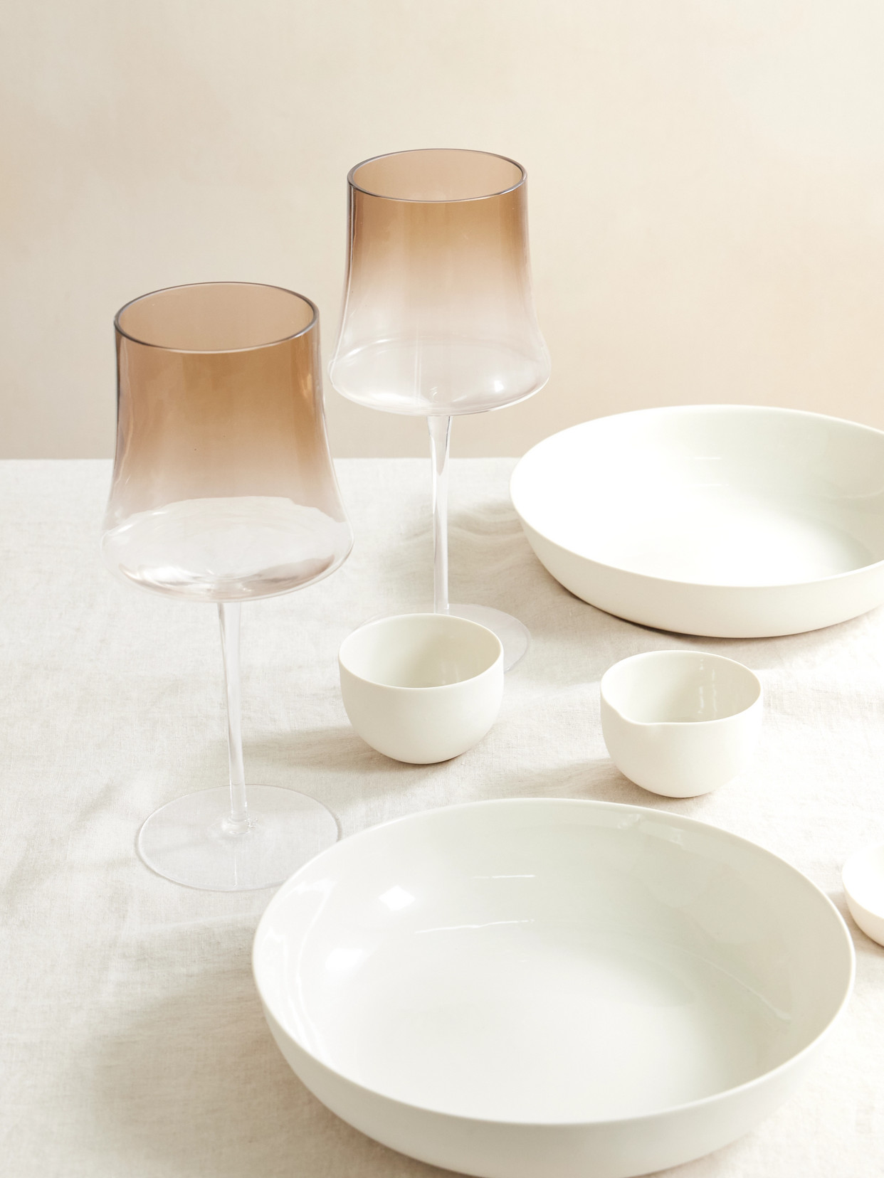 Brunello Cucinelli Set Of Two Murano Wine Glasses In Neutral