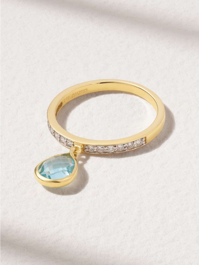 Mateo 14-karat Gold, Topaz And Diamond Ring