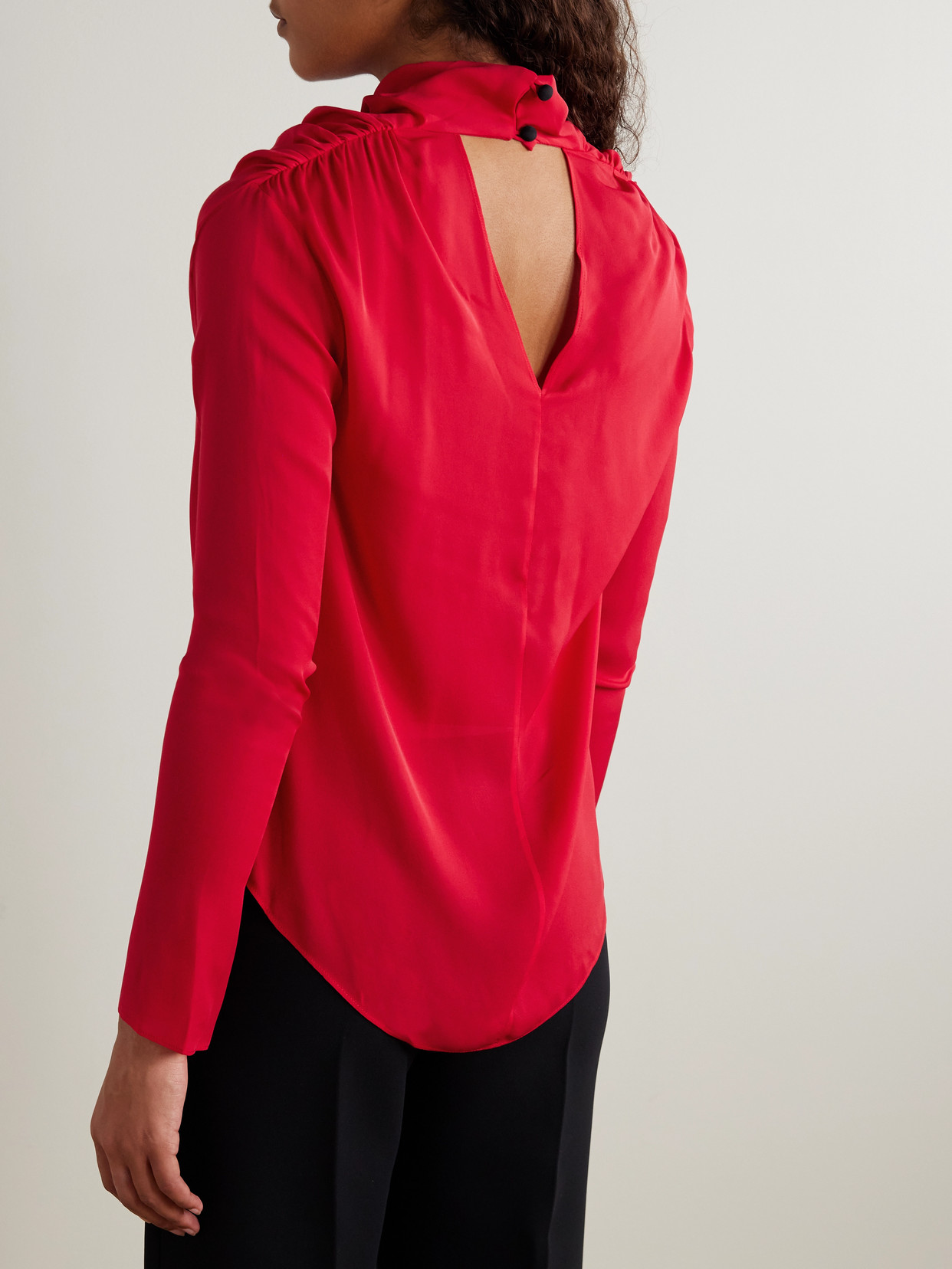 Kallmeyer Tabitha Draped Silk-georgette Blouse In Red