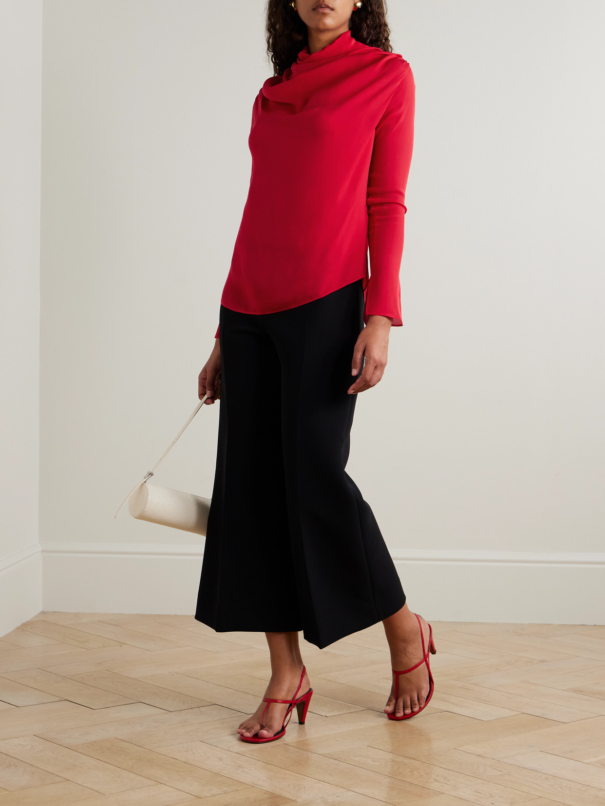 Kallmeyer Tabitha Draped Silk-georgette Blouse In Red