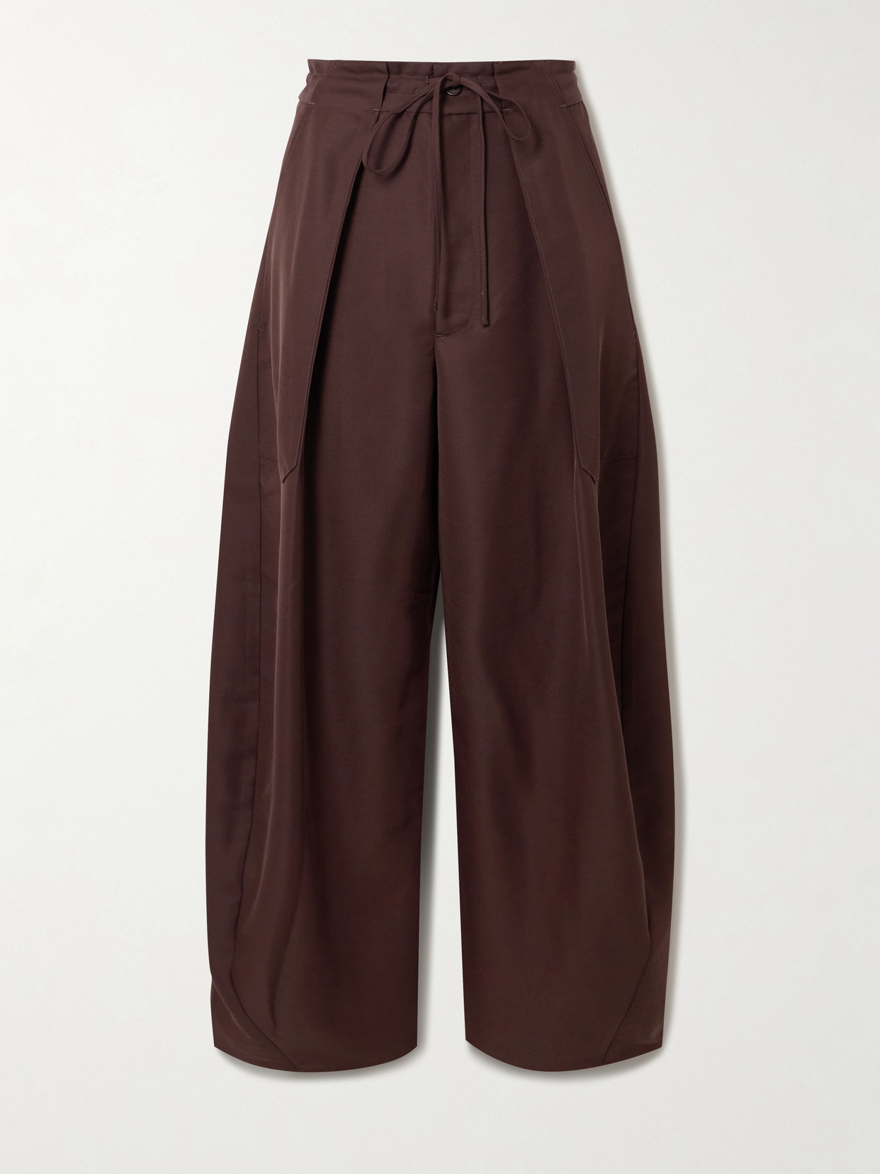 Kallmeyer Clemence Pleated Wool-blend Barrel-leg Pants In Brown