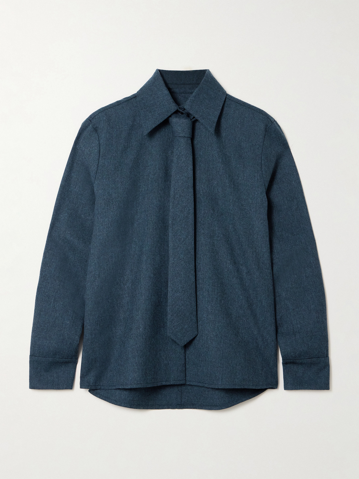 Kallmeyer Billie Tie-detailed Wool-twill Shirt In Blue