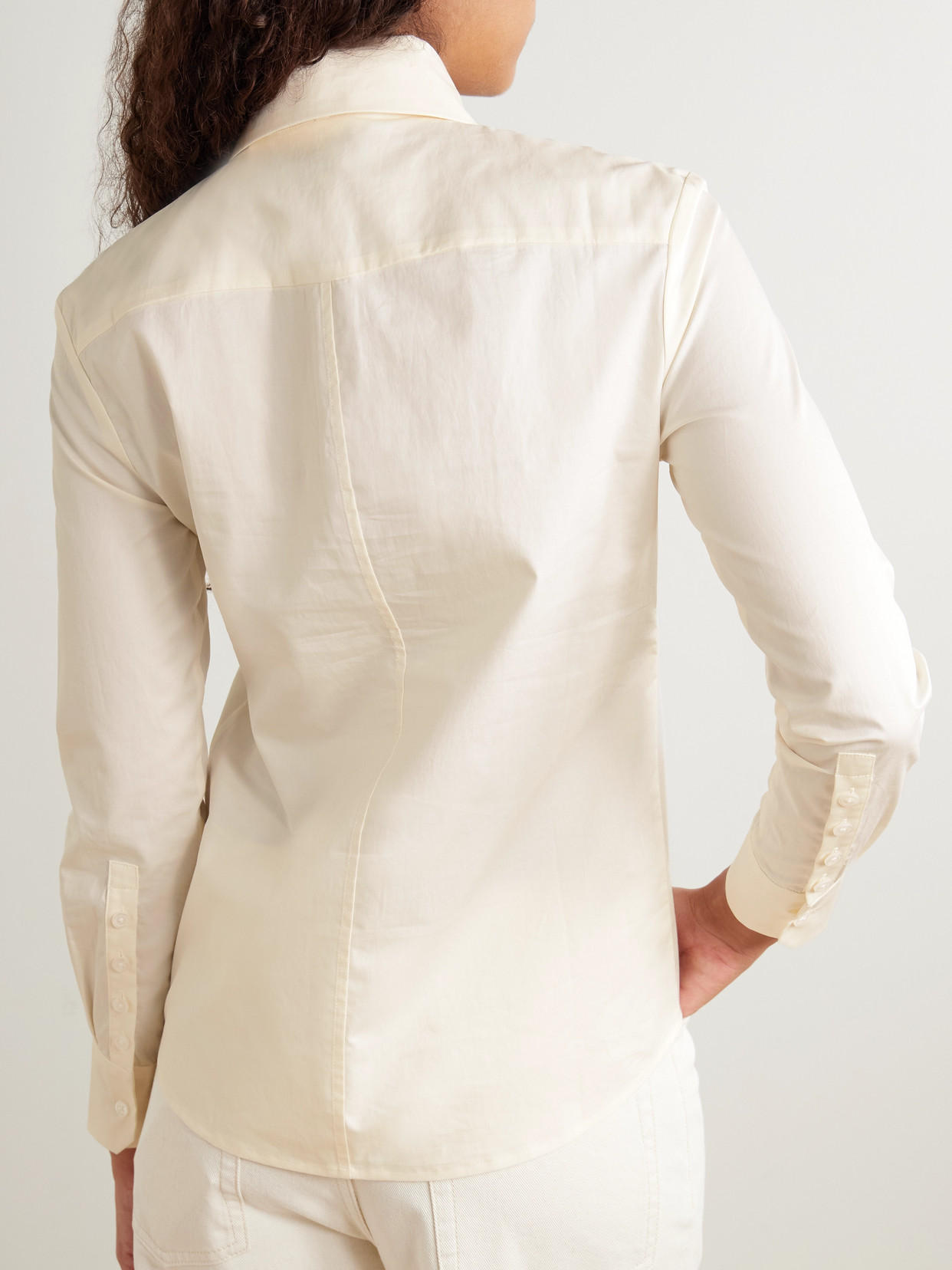 Kallmeyer Billie Tie-detailed Cotton-poplin Shirt In Neutral