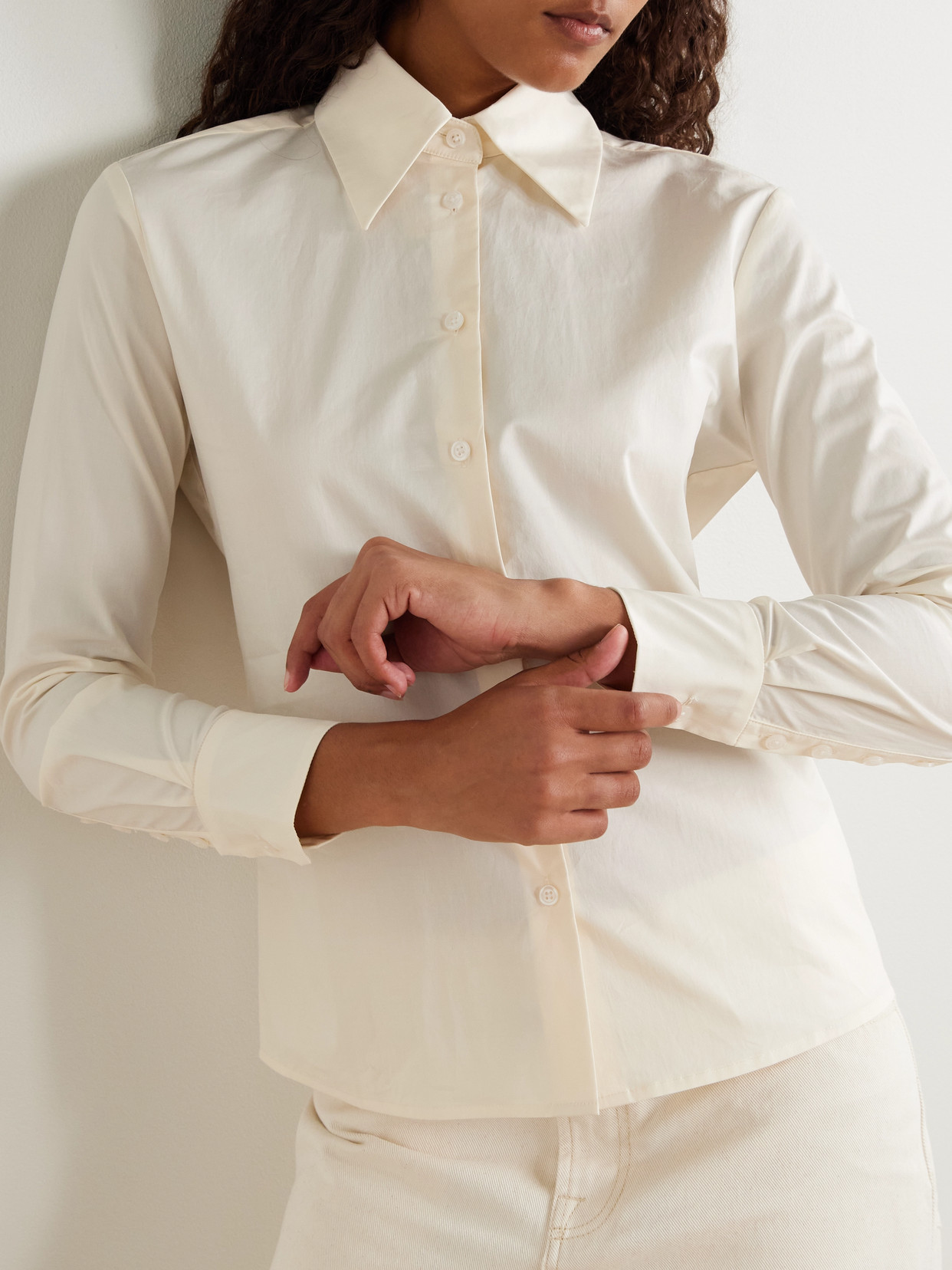 Kallmeyer Billie Tie-detailed Cotton-poplin Shirt In Neutral