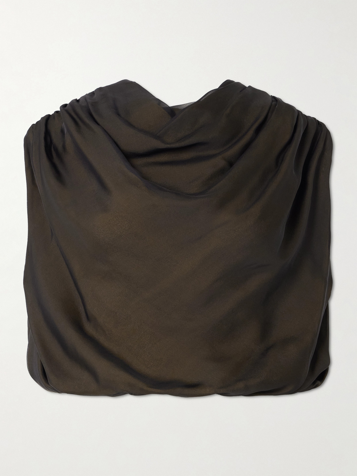 Kallmeyer Naia Draped Silk-voile Top In Black