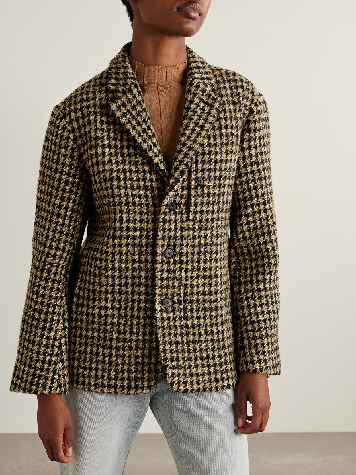 Kallmeyer James Metallic Houndstooth Wool-blend Blazer In Multi