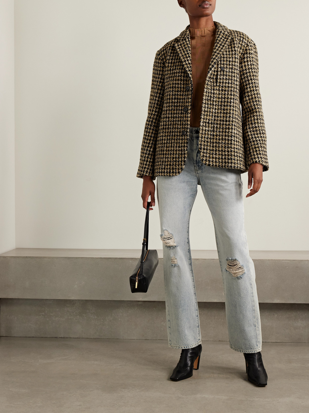 Kallmeyer James Metallic Houndstooth Wool-blend Blazer In Multi