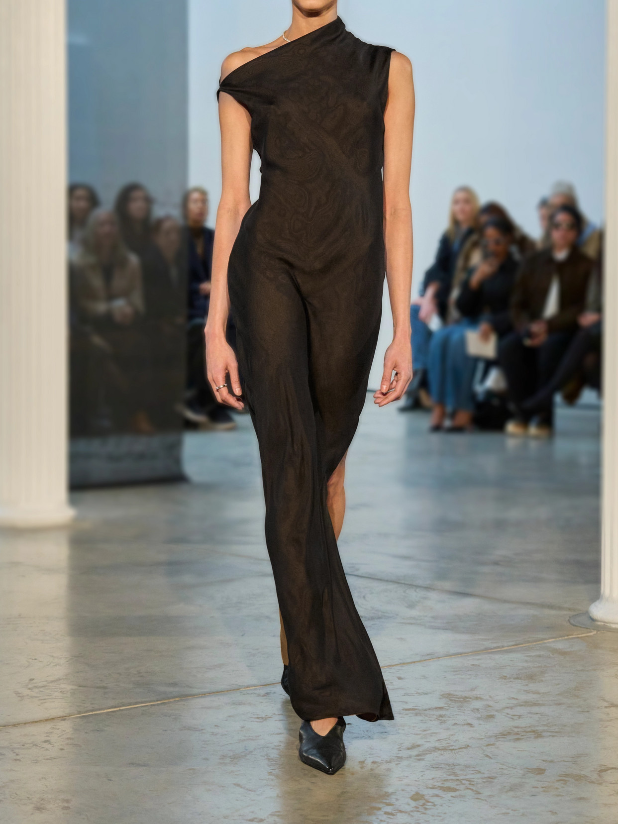 Kallmeyer Lilith One-shoulder Silk Maxi Dress In Black