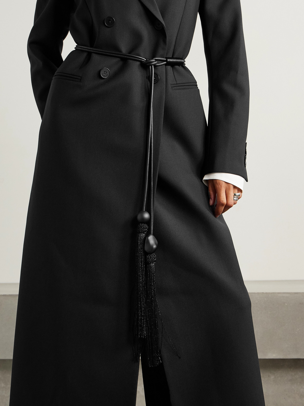 Kallmeyer Cordo Tasseled Beaded Leather Belt In Black