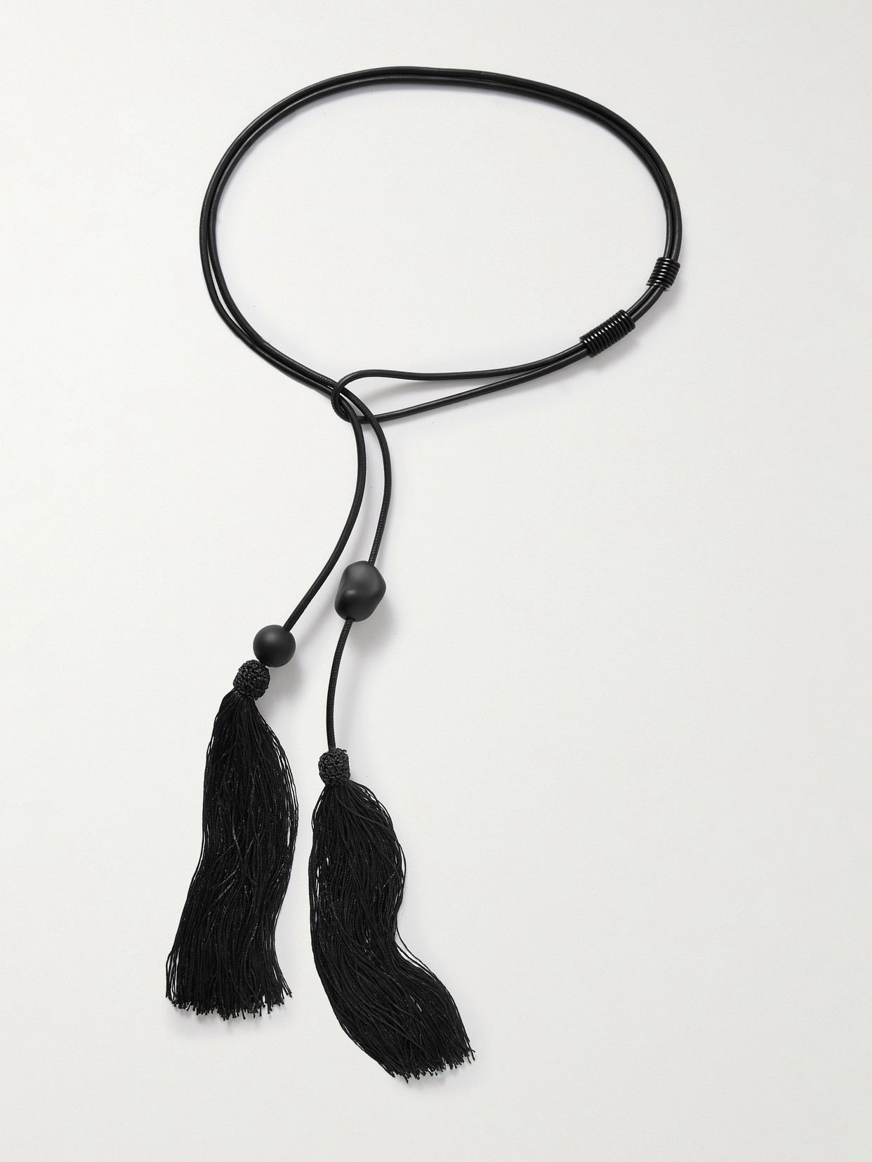 Kallmeyer Cordo Tasseled Beaded Leather Belt In Black