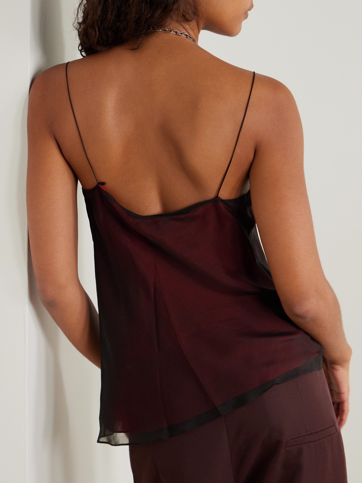 Kallmeyer Zia Draped Silk-voile Camisole In Burgundy