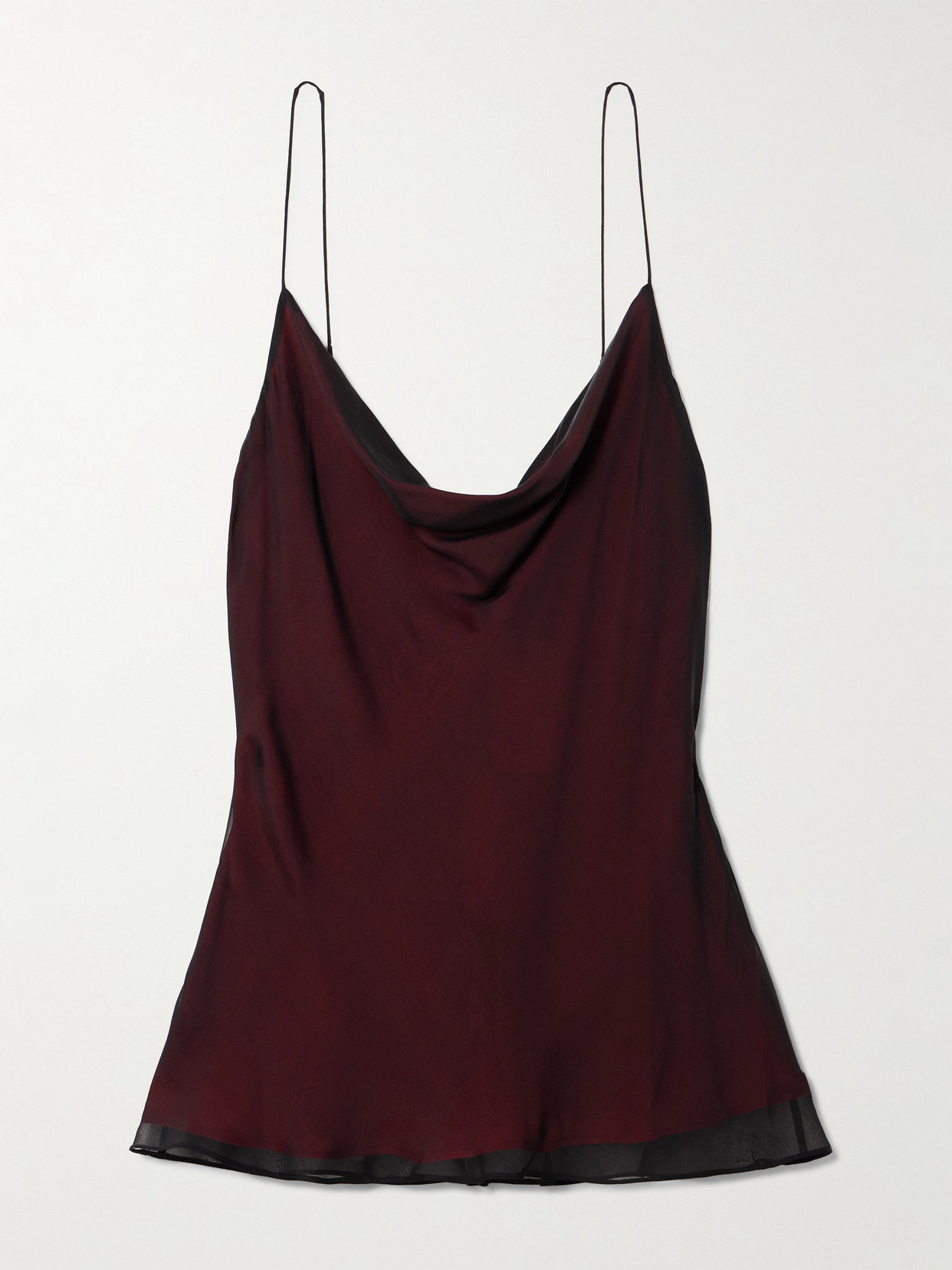 Kallmeyer Zia Draped Silk-voile Camisole In Burgundy