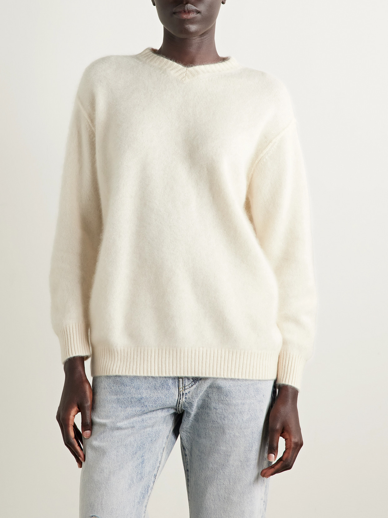 Kallmeyer Lena Brushed-cashmere Sweater In White