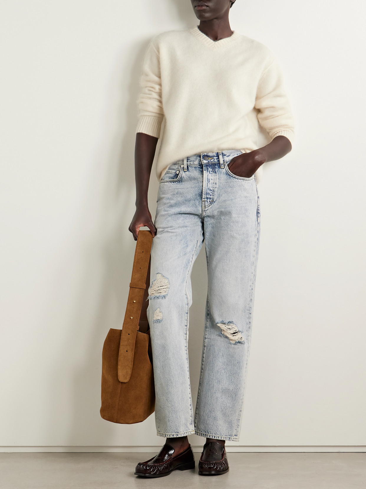 Kallmeyer Lena Brushed-cashmere Sweater In White
