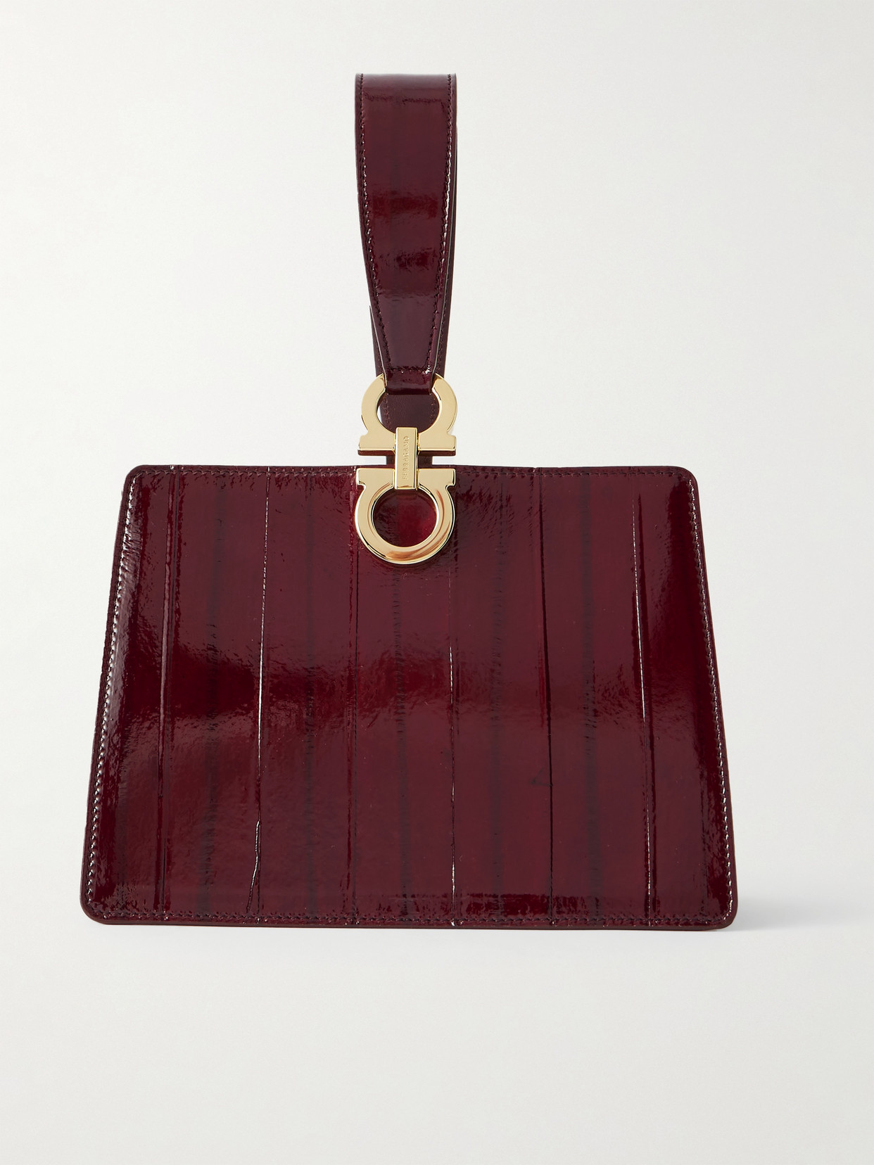 Ferragamo Patent-leather Clutch In Burgundy