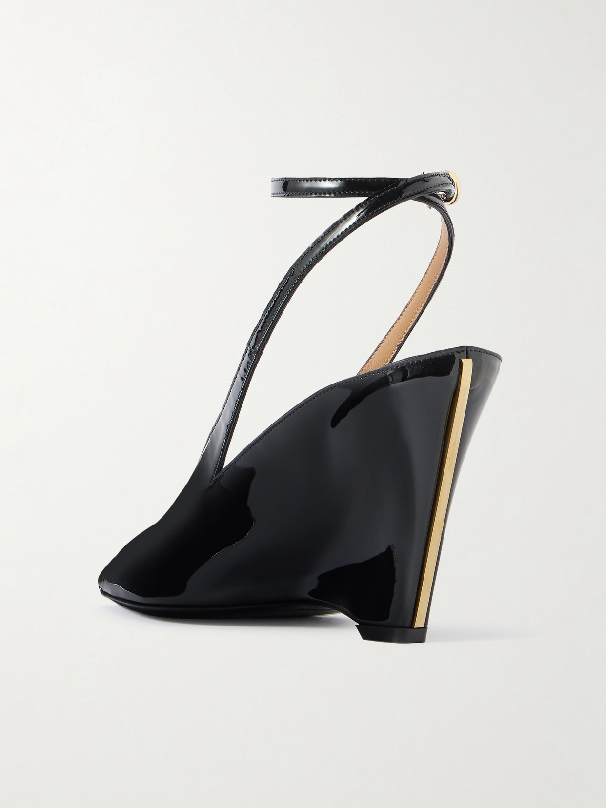 Ferragamo 90mm Peep-toe Ankle-strap Wedge Pumps In Black