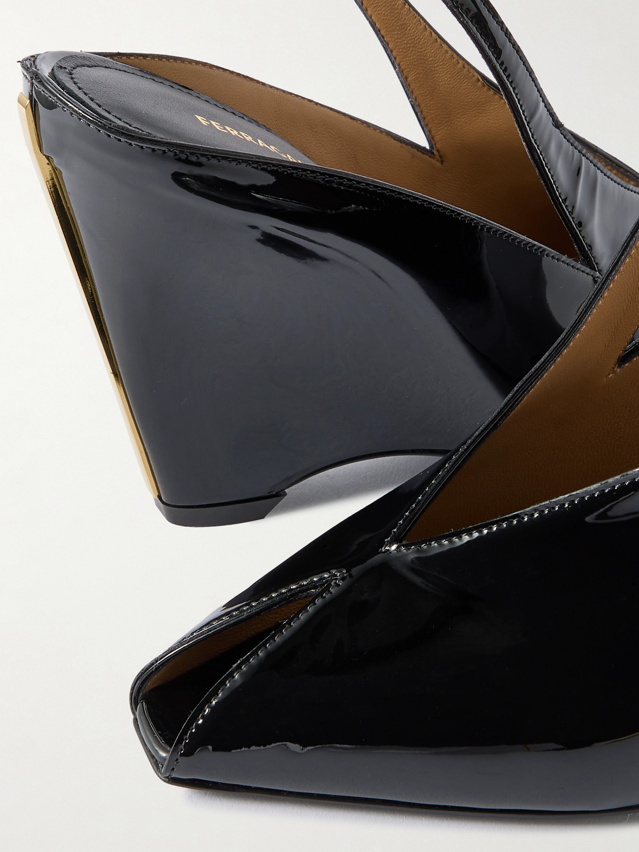 Ferragamo 90mm Peep-toe Ankle-strap Wedge Pumps In Black
