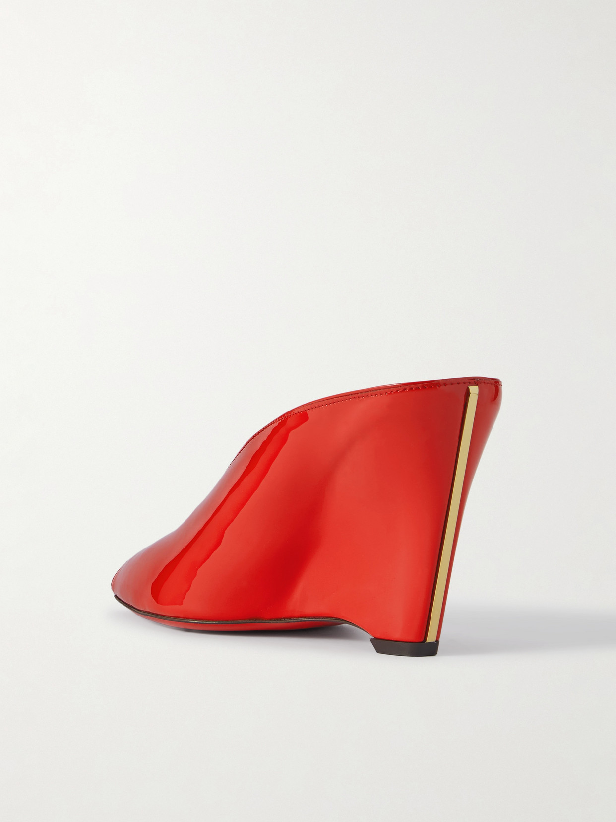 Ferragamo Alicia Patent-leather Wedge Mules In Red
