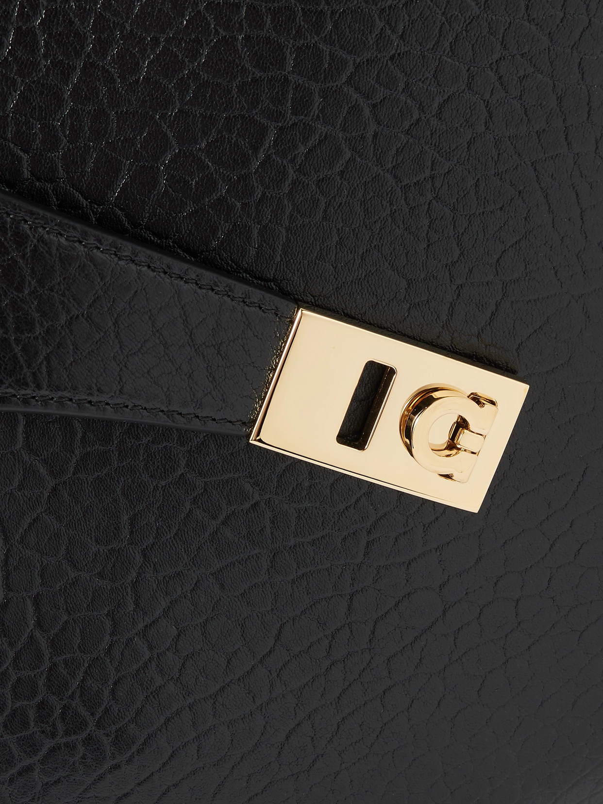 Ferragamo Hug Black Shoulder Bag With Logo Print On The Front In Leather Woman In Multi