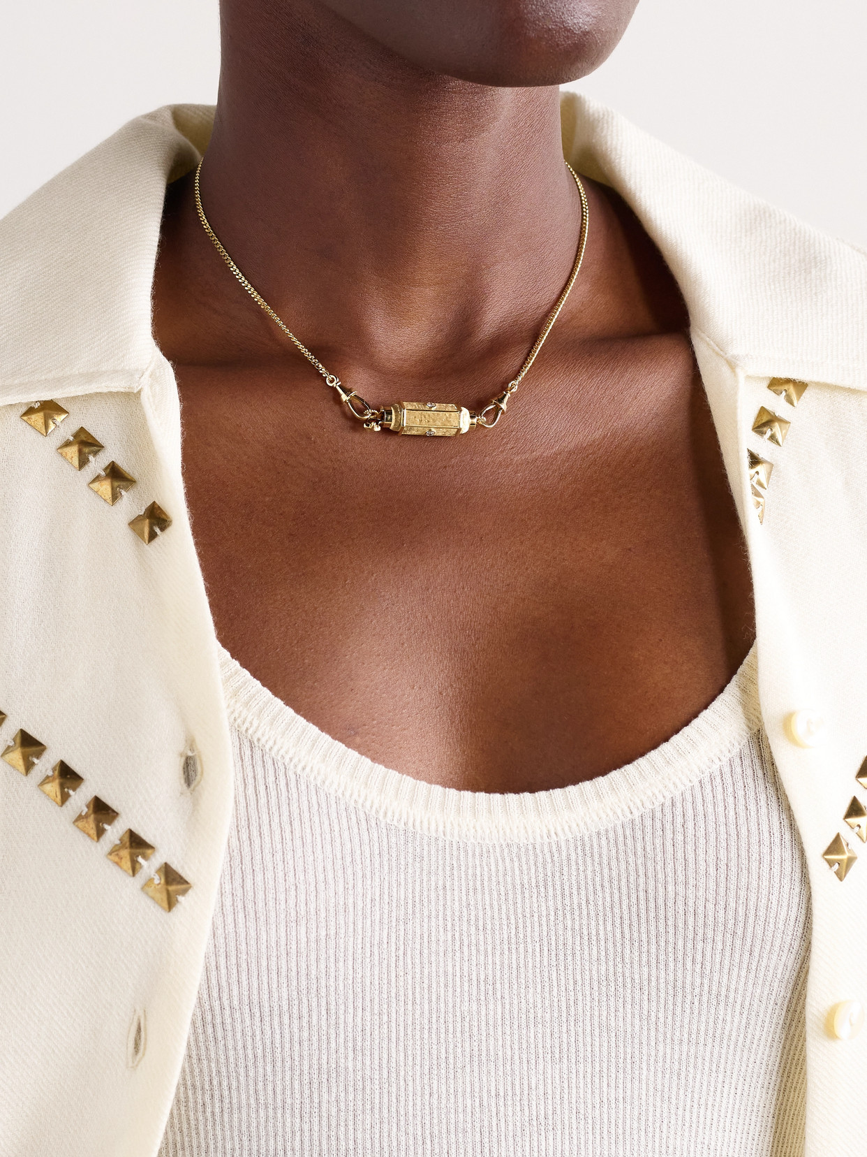 Marie Lichtenberg Coco Baby Locket 18-karat Gold Diamond Necklace