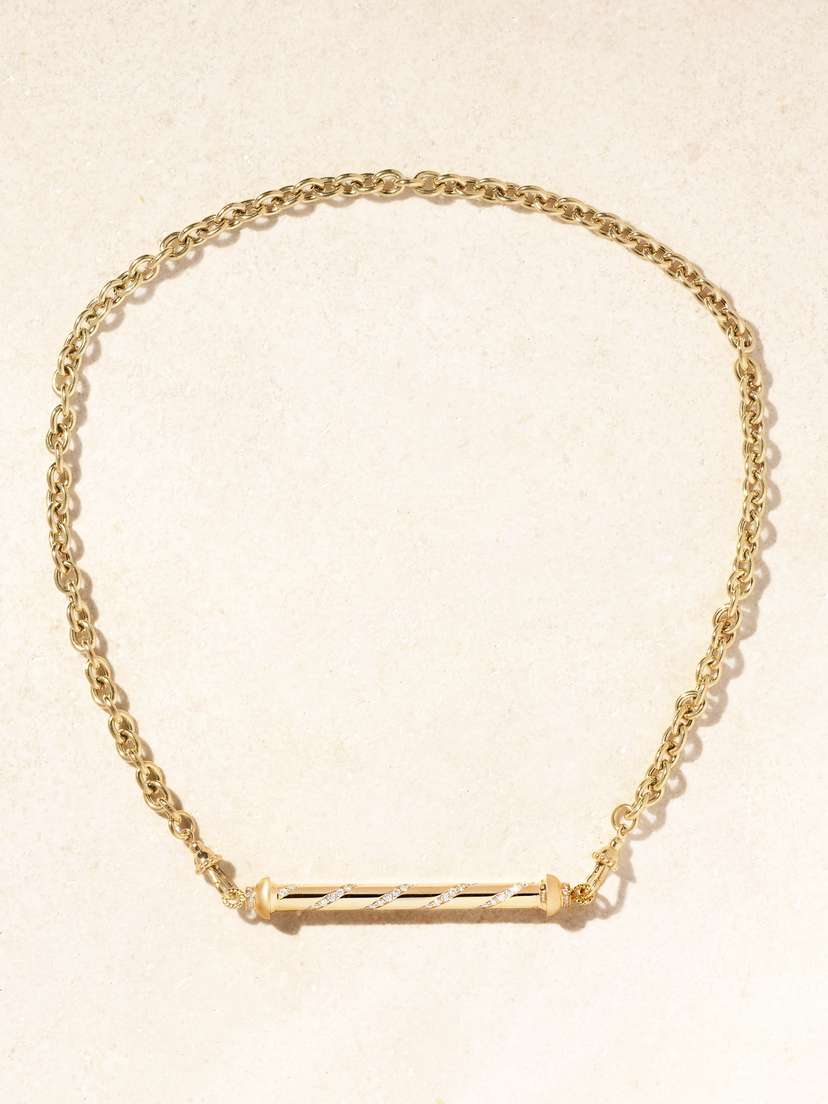 Marie Lichtenberg Candy Cane 18-karat Gold Diamond Necklace