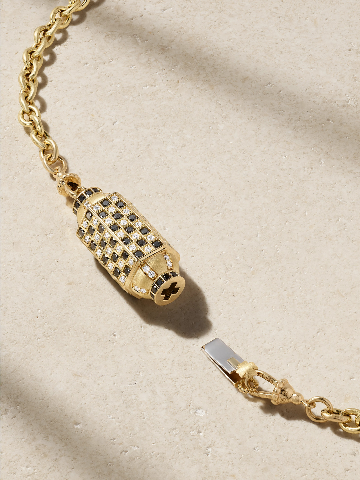 Marie Lichtenberg Check Locket 18-karat Gold Diamond Necklace
