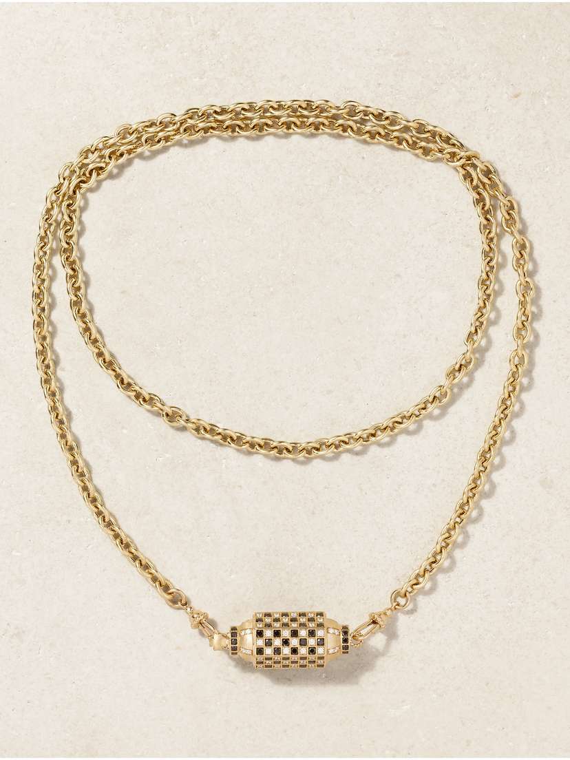 Marie Lichtenberg Check Locket 18-karat Gold Diamond Necklace