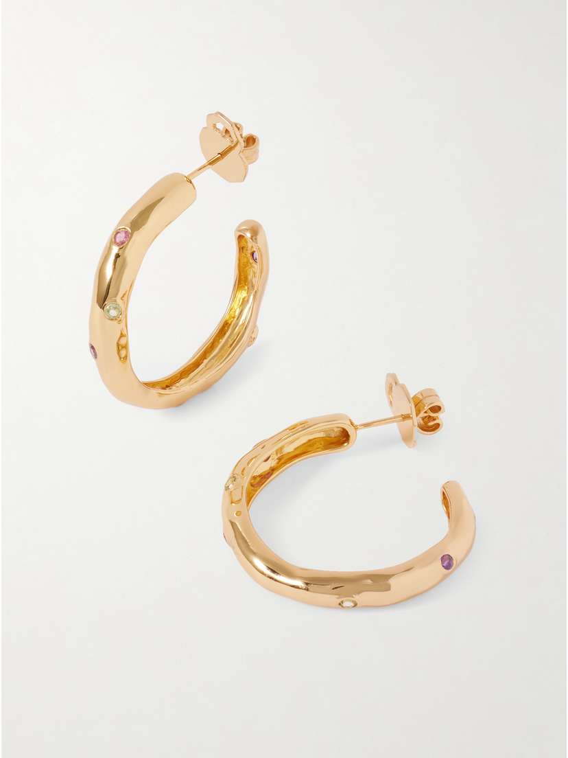 Pacharee Jahn Gold-plated Multi-stone Hoop Earrings