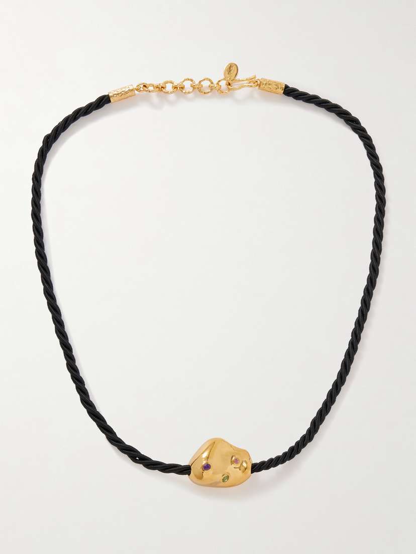 Pacharee Jahn Gold-plated, Multi-stone And Cord Necklace