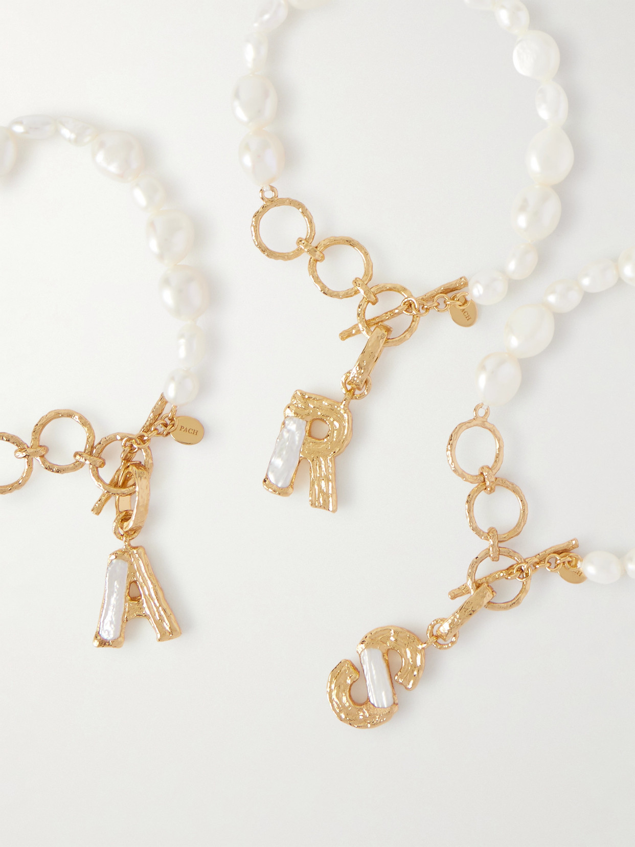 Pacharee Convertible Gold-plated Pearl Bracelet In White