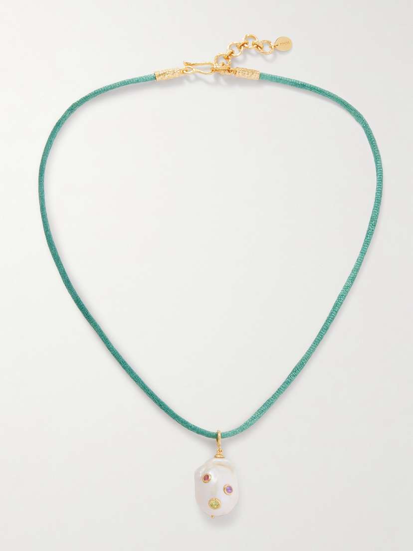 Pacharee Jahn Gold-plated, Multi-stone And Cord Necklace