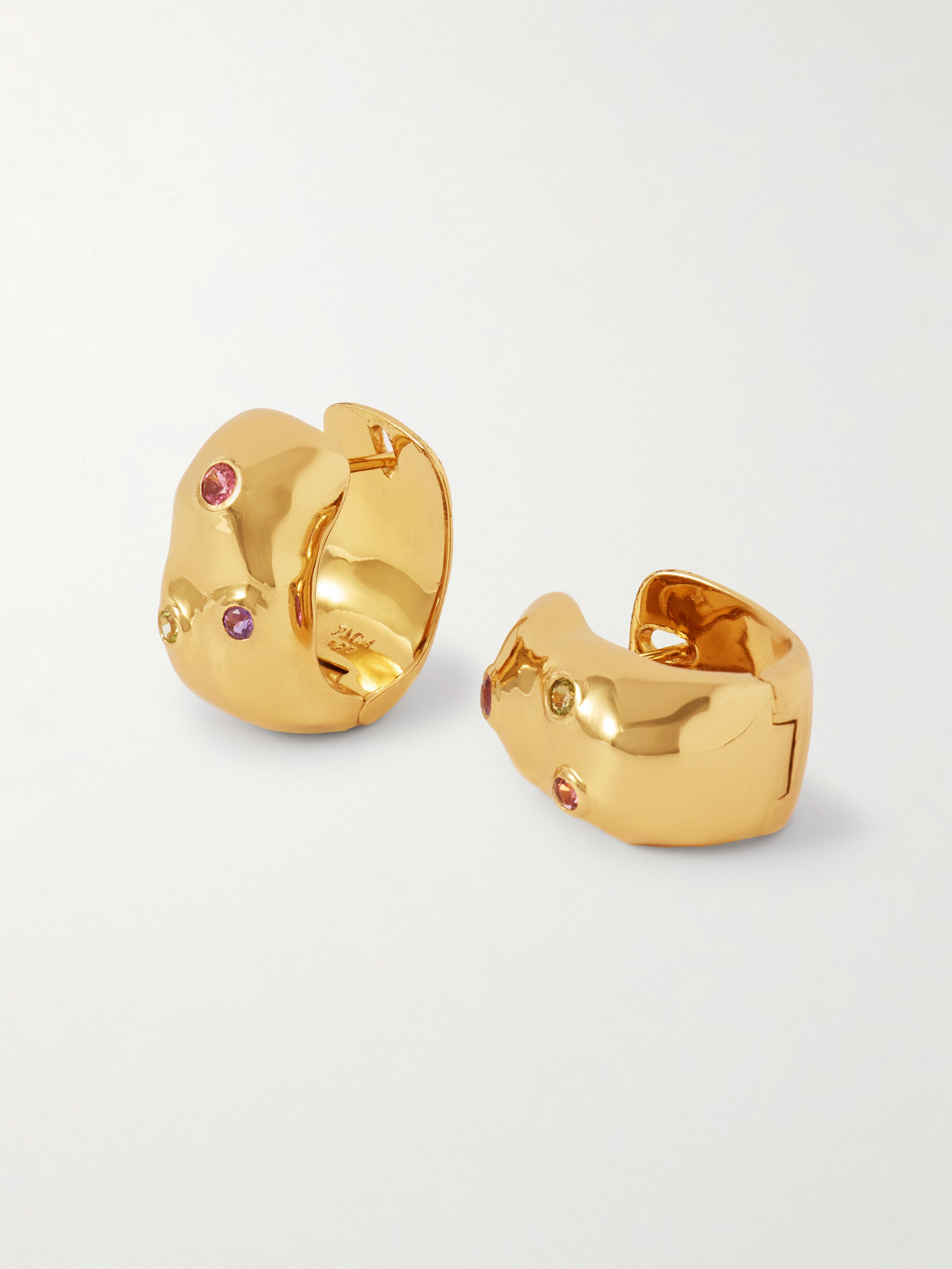 Pacharee Jahn Gold-plated Multi-stone Hoop Earrings
