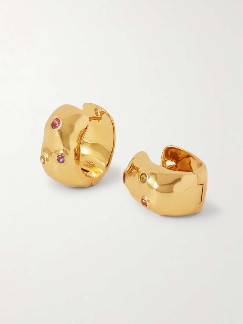 Pacharee Jahn Gold-plated Multi-stone Hoop Earrings