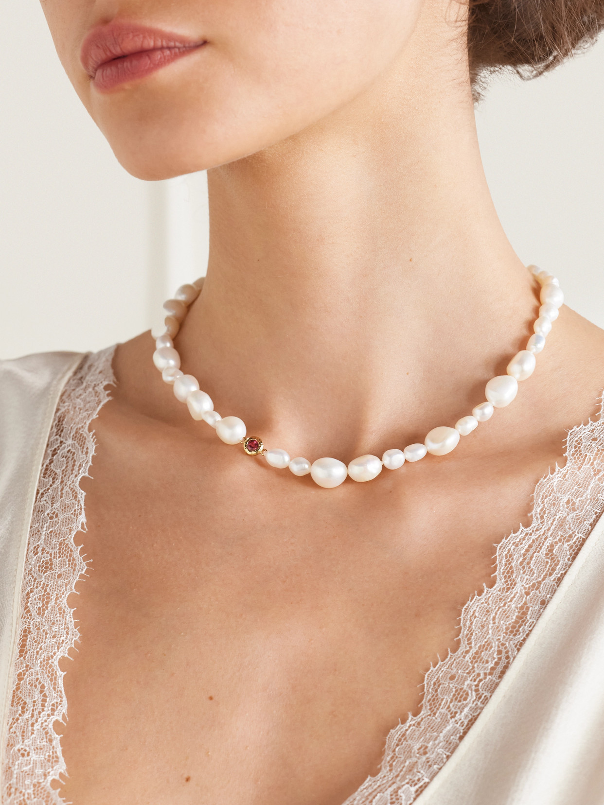 Pacharee Gold-plated, Pearl And Tourmaline Necklace In White