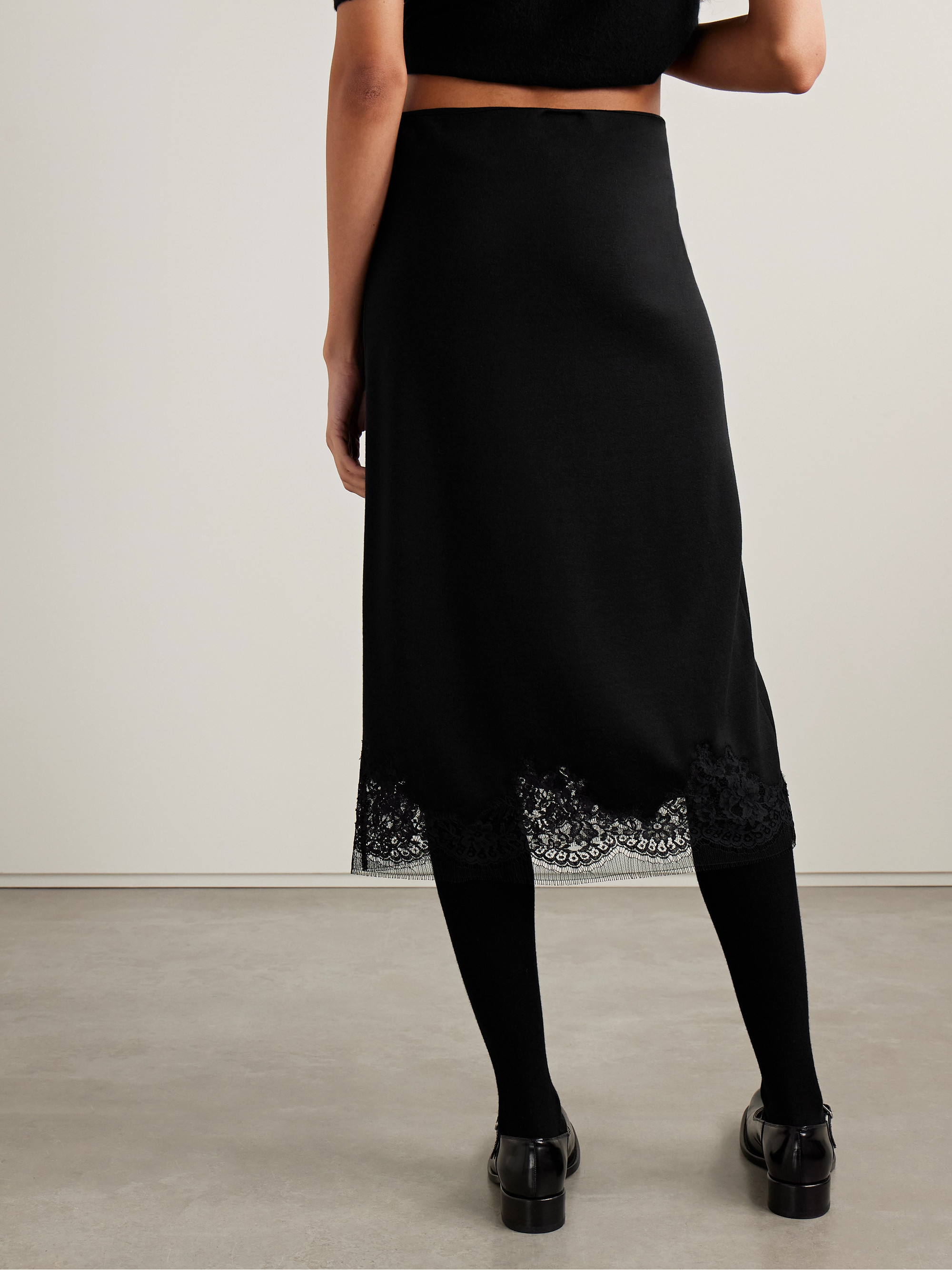 The Row Mea lace-trimmed silk midi skirt