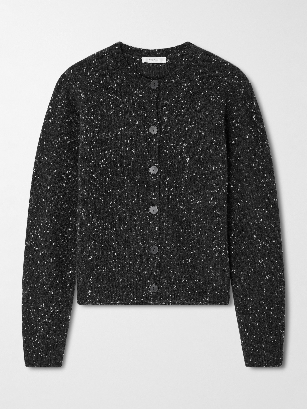 The Row Mauino Cashmere Tweed Cardigan In Black