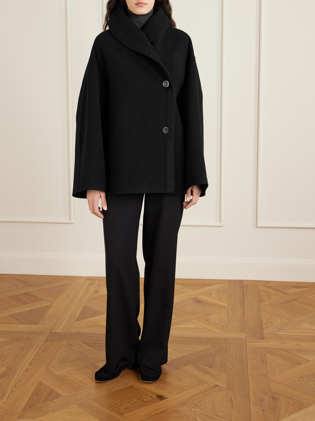 The Row Temur Wool Coat In Black