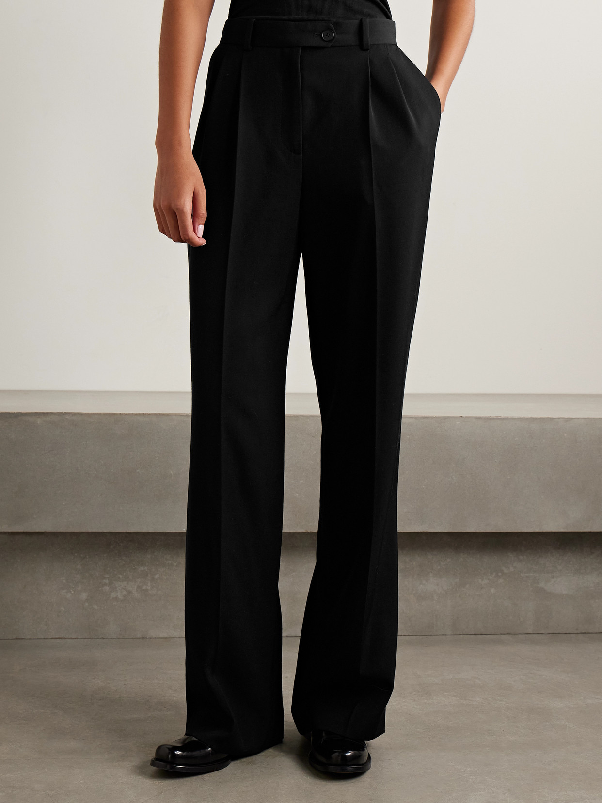 Virgil Pleated Wool-Gabardine Wide-Leg Pants