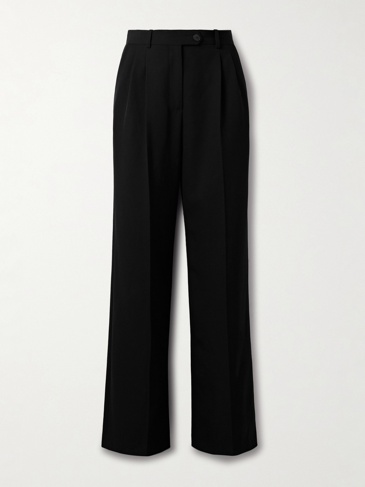 The Row Virgil Pleated Wool-gabardine Wide-leg Pants In Black