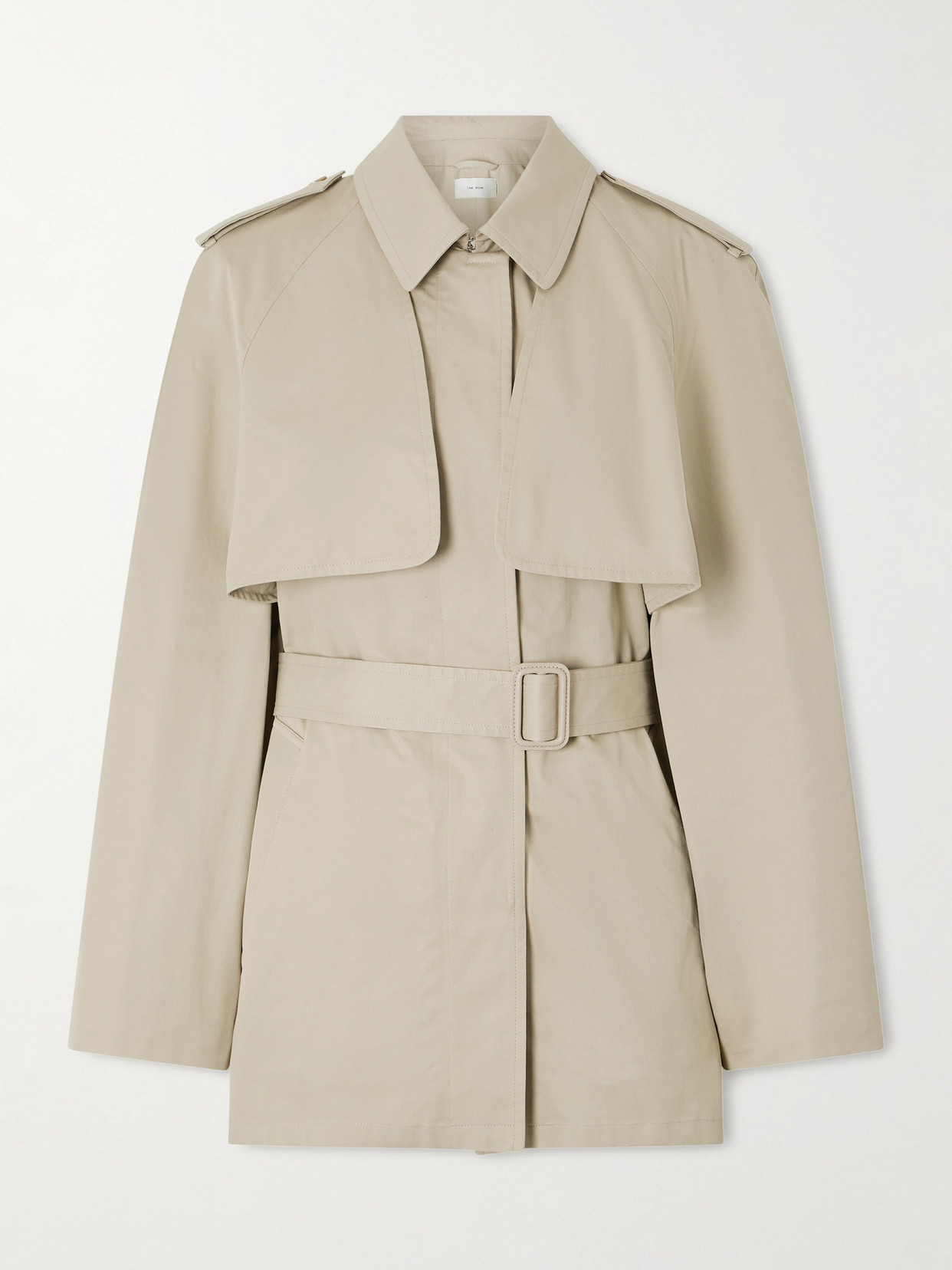 The Row Tavoris Belted Brushed Cotton-gabardine Jacket In Gray