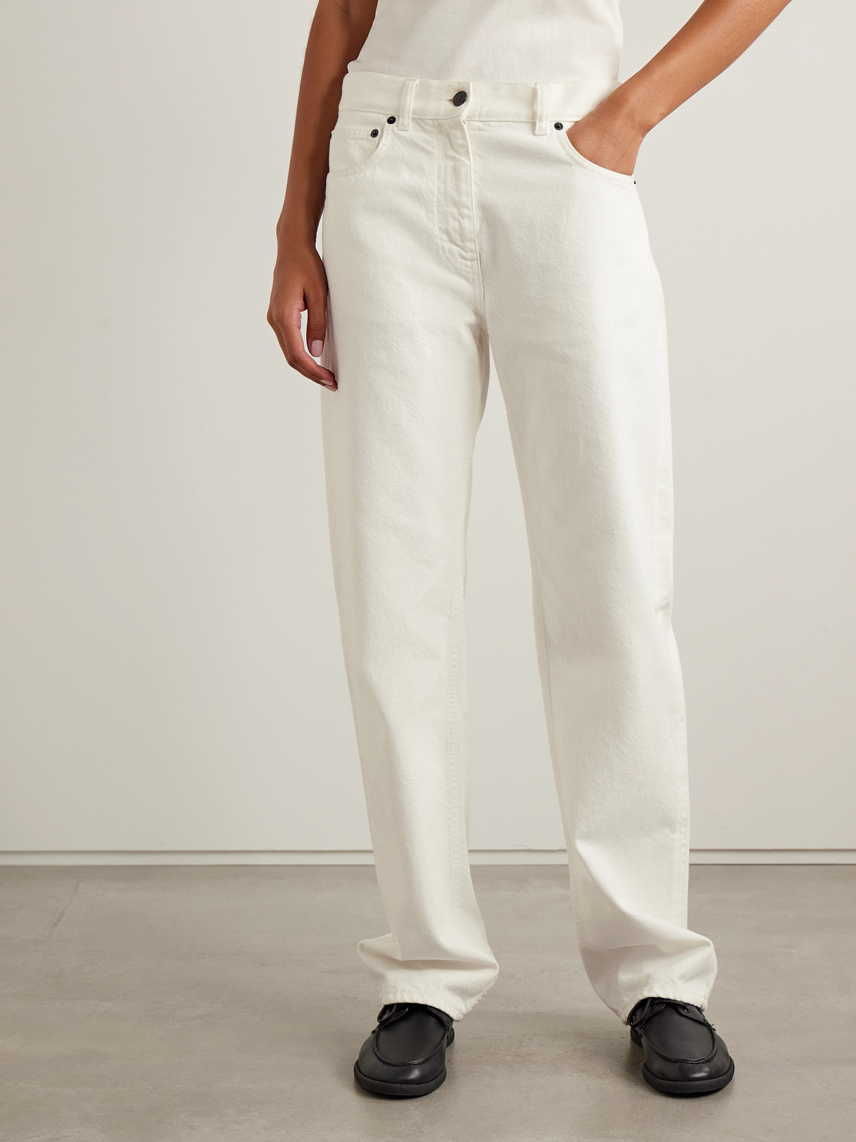 The Row Denim Burty Trousers With Pockets And Loops In Neutral