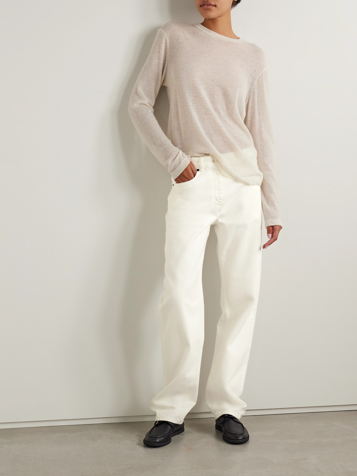 The Row Denim Burty Trousers With Pockets And Loops In Neutral