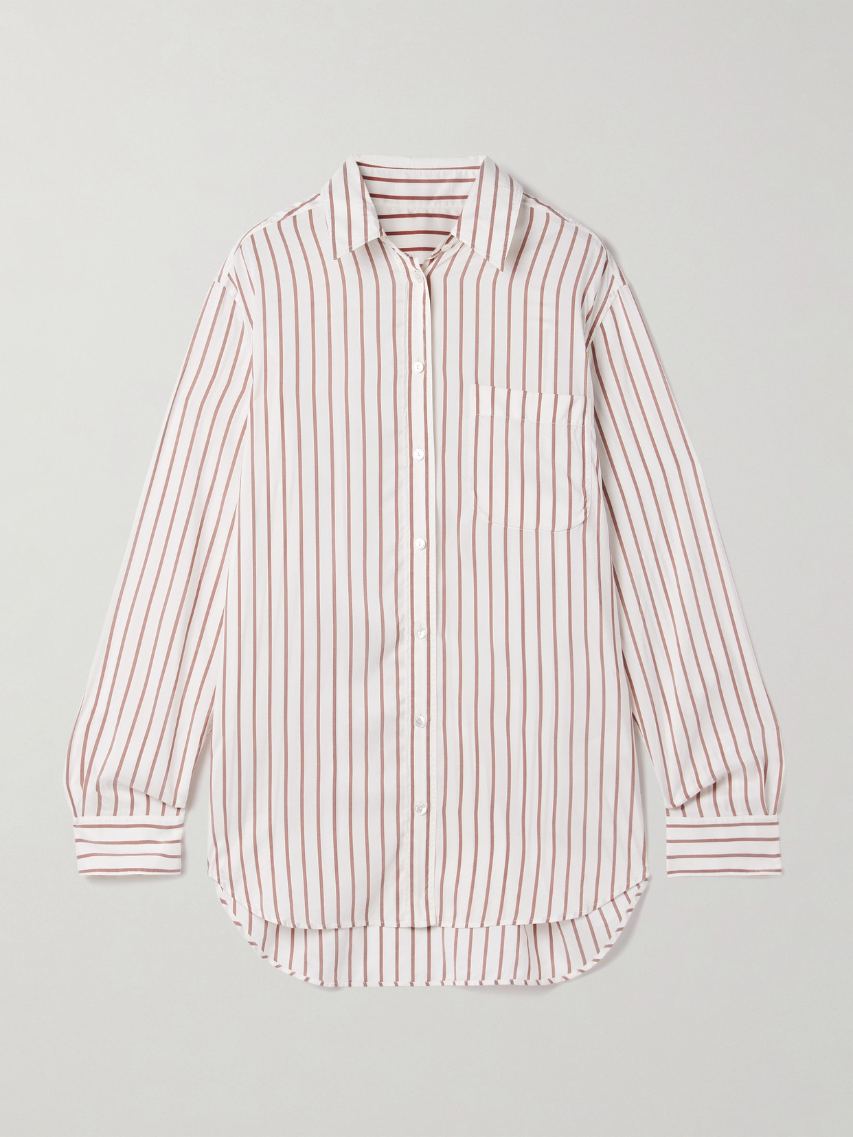 The Row Gavina Striped Silk Shirt In White